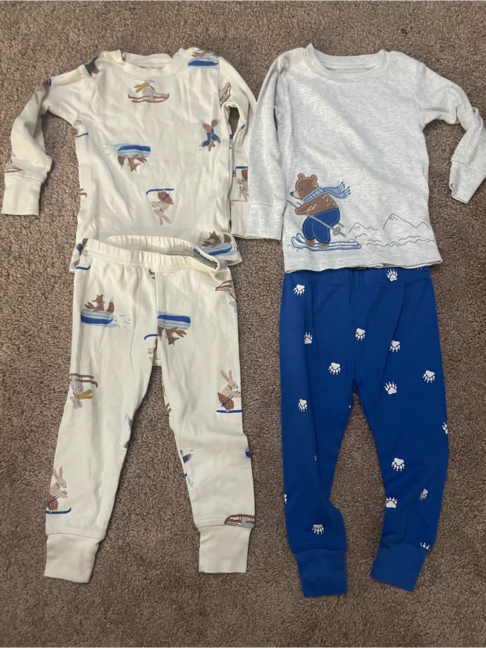 Carter's 2-Pack Bear & Bunny Pajama Set - Blue & Cream